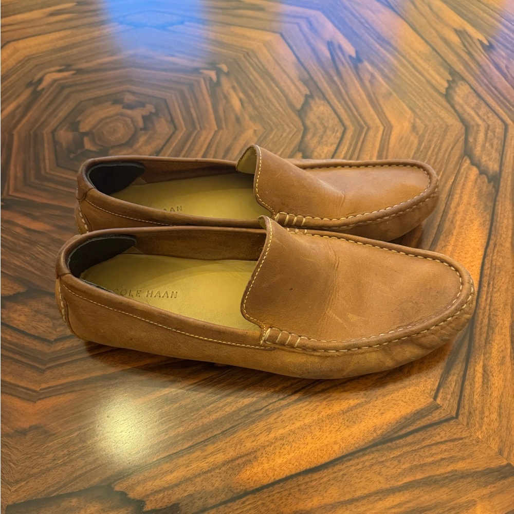 Cole Haan Tan Leather Slip-On Loafers
